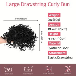 <span class=keywords><strong>Chignon</strong></span> bouclé de haute qualité pour femme, petites boucles désordonnées, perruque en fibre synthétique, <span class=keywords><strong>chignon</strong></span> désordonné avec cordon de serrage, grand accessoire capillaire volumineux - Product Image 2