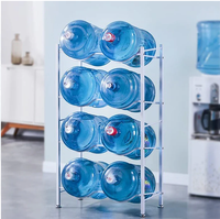 Étagère et support de rangement pour bouteilles d'eau en métal, robuste, 4 niveaux, 5 gallons, moderne et durable, pour salon