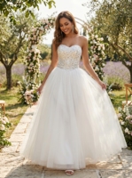 Gaun Pengantin Tanpa Tali Model Basque Berhias Kristal Payet, Gaun Ball Gown Korset Satin, Gaun Pengantin Custom Ukuran Besar Warna Ivory untuk Pengantin Wanita