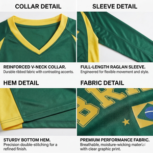 Camiseta de Fútbol de Brasil 2026 de Manga Larga, Estilo Vintage, Personalizada, Económica, para Hombre y Mujer - Product Image 5