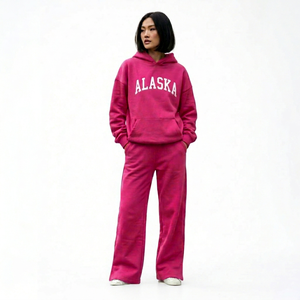 Custom Logo Tracksuit Women Pink Pullover Sweatshirt and Straight Leg Sweatpants <b>Set</b> Wholesale High Quality Sweat Suits for Fall - Product Image 1