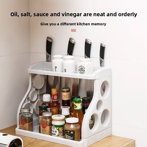 Household Foldable Double-Tier Plastic Kitchen Spice Rack Floor-Standing Multi-Purpose Organizer - Product Image 3