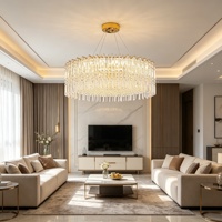Lustre moderne de luxe à LED réglable en hauteur, avec cadre chromé et prismes biseautés en cristal K9, pour salle à manger