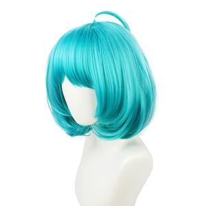 Perruque courte et droite CAI Wenji King Glory Cos 12 pouces, dentelle française transparente, <span class=keywords><strong>fibre</strong></span> synthétique, densité 120%, bleu lac, vin - Product Image 2