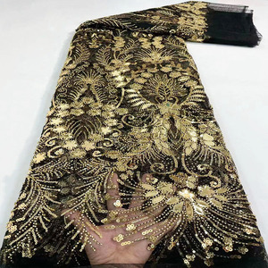 Váy Cưới Châu Phi Vải Ren Kim Sa Thêu Đính Cườm Vàng Lưới Thời Trang Sang Trọng Thiết Kế Mới Nhất - Product Image 6