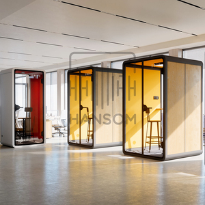 可移动声学办公吊舱隔音办公电话亭私人工作吊舱最多2个座位，带家具办公亭 - Product Image 5