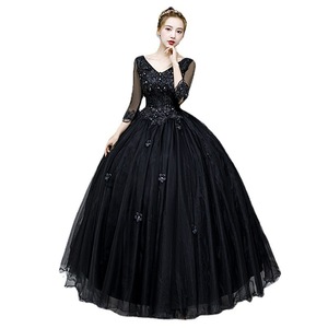 Black And Pink Stage Performance Dress Women Long Puffy Skirt Art Exam Gown Dreamy Forest Style - Product Image 5