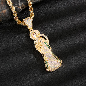 <span class=keywords><strong>Regali</strong></span> di Natale di <span class=keywords><strong>San</strong></span> <span class=keywords><strong>Valentino</strong></span> per gli uomini delle donne nuovo Design personalizzato 14k oro placcato zircone Santa Muerte ciondolo - Product Image 3