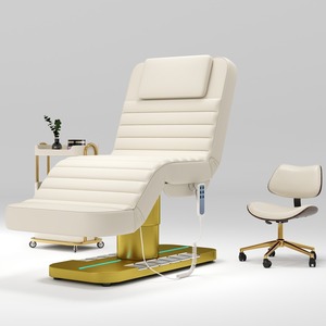Table de massage électrique moderne de luxe en cuir blanc pour salon de beauté, lit de cils incurvé avec 4 moteurs, vente en gros - Product Image 1