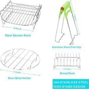 Accessoires de cuisson 15-en-1 : Panier à gâteau, Plaque à pizza, Double grille, Outils de cuisson, Plaque à pizza, Support pour brochettes en acier, Accessoires pour friteuse à air - Product Image 5