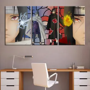 3Pcs Hd Cartoon Foto 'S Itachi En Sasuke Anime Poster Canvas Art Wall Schilderijen Comic Olieverf Doek Home Decor