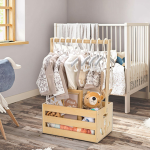 Panier de rangement en bois pour fournitures pour bébés et articles ménagers Boîtes de rangement élégantes pour la maison - Product Image 1