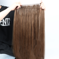 Cheveux vierges en gros, cheveux russes de qualité supérieure, les plus populaires, double trame, invisibles, 100% cheveux humains, extensions de cheveux en plumes