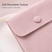 Sac de rangement pour bijoux en flanelle recyclable personnalisé, anti-oxydation, tissu épaissi, fermeture à bouton pression, bracelet en soie