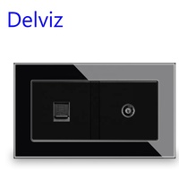 Panneau en verre cristal Delviz sans logo, prise d'interface CAT5E, adaptateur de module RJ45, port d'ordinateur, câble réseau + prise murale TV