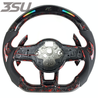 Volant de direction automobile en fibre de carbone forgée LED pour Volkswagen Golf MK7, accessoires de décoration intérieure, de 2015 à 2019