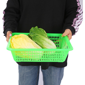 Escurridor Cuadrado de Plástico Verde, Cesta Apilable para Frutas y Verduras, Tamaño S - Product Image 2