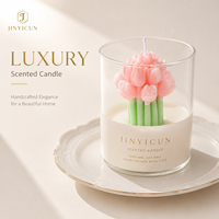 Handgefertigte Tulpenstrauß-Duftkerze im Glasbecher, Blumen-Deko-Kerze für Zuhause, Individueller Duft & Private Label Gemischte Bestellung
