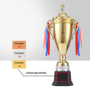 Trophées géants en argent plaqué populaires en Amérique et en Europe, base surélevée, trophée de champion sportif moderne, trophée de football, trophée en métal - Product Image 2