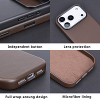 Teléfono magnético de cuero auténtico Nano de lujo personalizado con botón de cámara Ai para iPhone 17 16 15 14 13 12 11 Pro Max Air