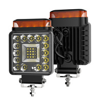 Feu de travail carré à LED pour chariot élévateur avec barre d'avertissement ambre, lampe antibrouillard robuste pour tracteur, excavatrice, SUV, camion