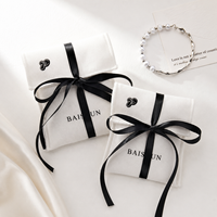 Pochette à bijoux en coton sergé de luxe personnalisée avec logo, nœud en ruban, anti-rayures, légère, OEM, pour cadeaux