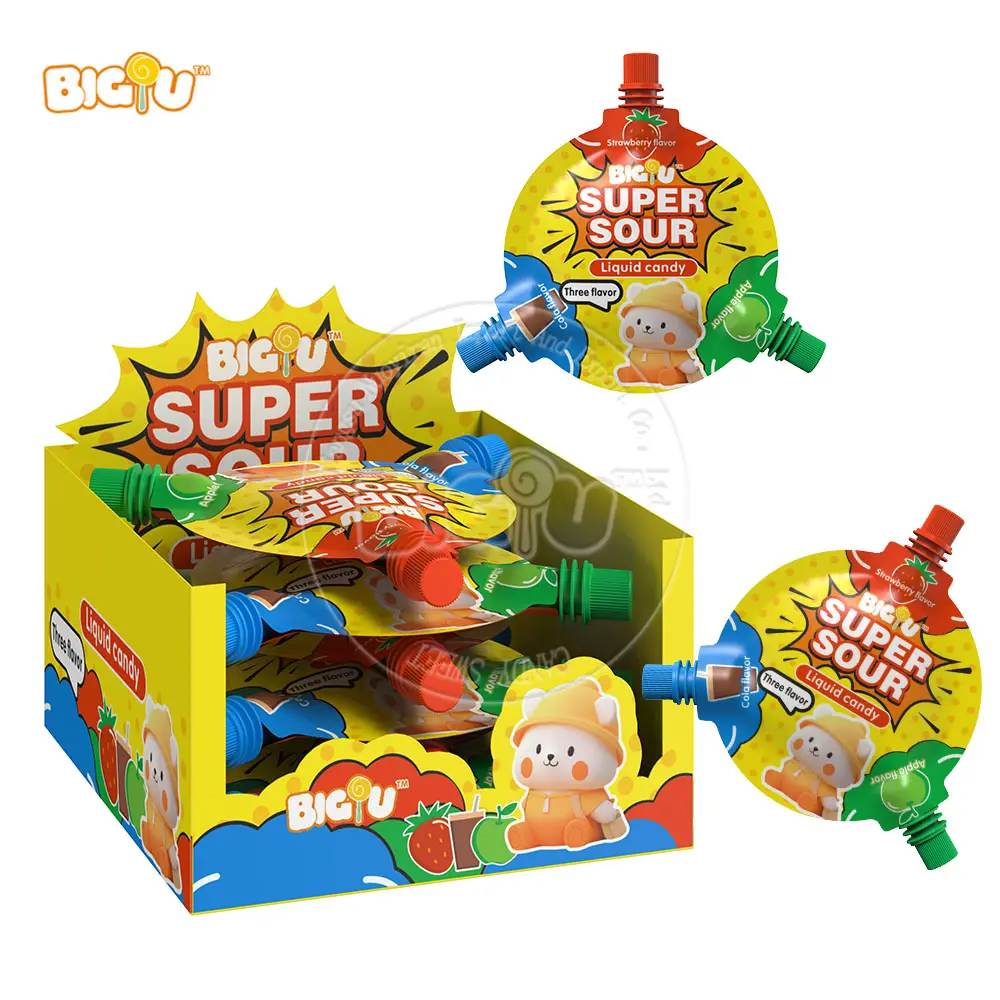 Vente en gros Offre Spéciale trois saveurs fruitées confiture liquide aigre bonbons bonbons pour enfants