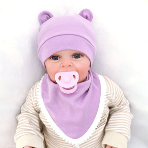 หมวกบีนนี่สำหรับเด็กผ้าพันคอ2ชิ้นหมวกชั้นเดียวสำหรับใช้กลางแจ้งกลุ่มอายุ0-6เดือนสำหรับ2022การค้าต่างประเทศฤดูหนาว - Product Image 3