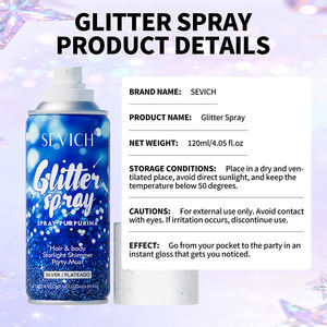 Poudre de paillettes 120 ml en gros, personnalisée, scintillante, pour fête, rendez-vous galant, brillante, non irritante, argentée, spray de paillettes pour cheveux et corps - Product Image 5