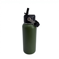 Bouteille d'eau isotherme en acier inoxydable 32oz verte, anti-fuite, avec couvercle à clapet, pour sport, gym, voyage, cadeaux d'affaires, conservation de la chaleur