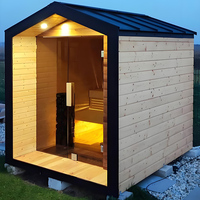 Ruang Sauna kubus luar ruangan dilengkapi dengan kompor pembakar kayu dan terbuat dari kayu Hemlock, cocok untuk 2 hingga 4 orang untuk digunakan.