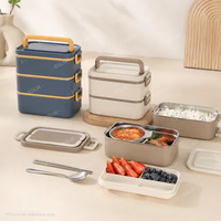 Boîte à lunch carrée portable en acier inoxydable multicouche, étanche, chauffable, écologique, avec cuillère et bol à soupe pour adulte – Vente en gros