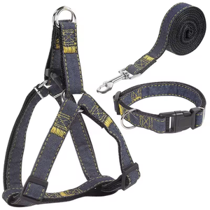 Durable Luxury Sport Denim Lace <b>Dog</b> <b>Leash</b> Collar Sets for Small/Medium/Large <b>Dogs</b> Adjustable Eco-Friendly Nylon Pet Harness - Product Image 6