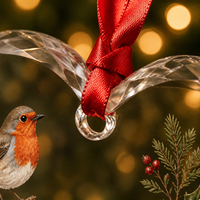Ornement en verre cristal transparent personnalisé avec motif saisonnier en forme de cœur, style biscuit de Noël, cadeau souvenir