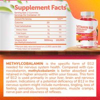 Vitamine B12 en Gummies pour Hommes, Multi-Source, en Gros, Bouteille, Soutien Immunitaire Quotidien, Complément Santé Sans Sucre pour Adultes et Adolescents