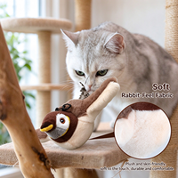 Jouet pour chat électrique interactif en forme d'oiseau (moineau) qui bat des ailes, en peluche mignonne, résistant aux morsures, en polaire de lapin, pour divertissement manuel
