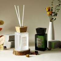 Maßgefertigte 150ml Farbige Mattierte Quadratische Reed-Diffusor-Flasche Neuer Stil Duftöl-Diffusor-Flasche mit Stäbchen und Box mit Holz