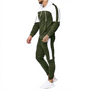 Ensemble de survêtement deux pièces pour homme, sweat à capuche et pantalon de jogging assorti, 100% coton biologique, uni, sportswear décontracté - Product Image 1