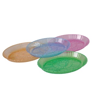 จานอาหารค่ำโปร่งใสรูปไข่หลายสีพลาสติกให้บริการแผ่น - Product Image 1