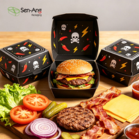Boîte d'emballage pour hamburgers sur mesure OEM, vente en gros, qualité alimentaire halal, carton résistant à la graisse, pour hamburgers de poulet, restauration, traiteur