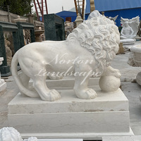 Prix des statues de lions en marbre blanc de grande taille, sculptures de pierre pour l'extérieur, produits de jardin