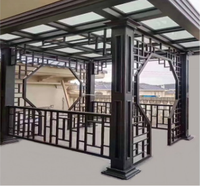 Pergola à double toit rigide en alliage d'aluminium |   Gazebo imperméable avec moustiquaire et rideau, résistant aux intempéries, pour patio et balcon