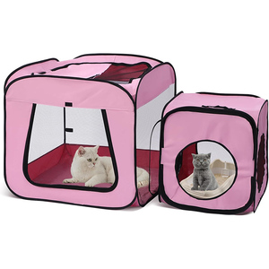 Dilipat lembut Pop kandang anjing pintu ganda persegi panjang kandang anjing pembawa modis perjalanan luar ruangan kursi mobil kucing pembawa tenda kandang anjing - Product Image 4