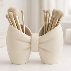 Support de brosses à dents en forme de nœud, organiseur de maquillage mignon, support de rasoir, impression 3D, double bac pour brosses à dents et dentifrice - Product Image 3
