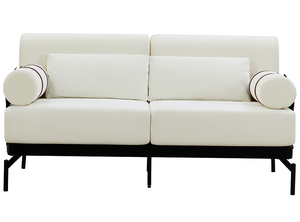 Modern Loveseat <b>Sofa</b> Set 2-Seater with Flexible USB Ports Cylindrical Armrests Corduroy Wood Legs-Apartment & Villa Living Room - Product Image 4