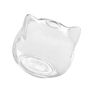 Vaso di vetro borosilicato trasparente a forma di gatto su misura - Product Image 1