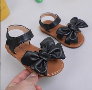 Sandali estivi in pelle per bambina alla moda scarpe nuove da principessa sandali da studente con punta aperta e fiocco da spiaggia - Product Image 4