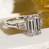 Bague de fiançailles tendance pour femme SGARIT en or blanc 14 carats, diamant de laboratoire VVS D 2 carats, certificat IGI, taille émeraude