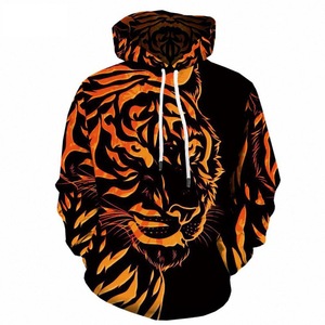 Fitspi animale <span class=keywords><strong>tigre</strong></span> 3d con cappuccio stampato felpa da <span class=keywords><strong>uomo</strong></span> Casual larga coppia maglione felpa all'ingrosso - Product Image 4