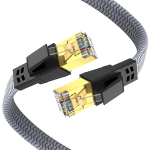 Customized High Speed Communication Cat 8 30AWG BC Network <b>Cable</b> 40Gbps 2000MHz SSTP Braided Flat RJ45 <b>Ethernet</b> Patch Cord - Product Image 1